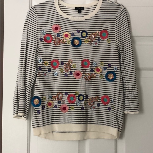 Talbots Floral Row Crewneck Sweater - Picture 3 of 6